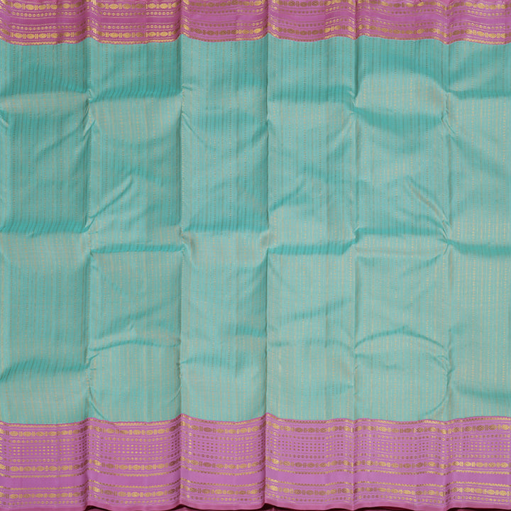 Hayagrivas Sea Blue Handloom Kanjivaram Silk Saree with Lavender Border BBD1396L3-1