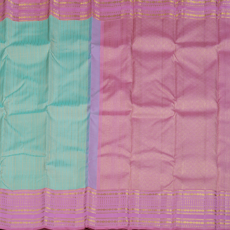 Hayagrivas Sea Blue Handloom Kanjivaram Silk Saree with Lavender Border BBD1396L3-1