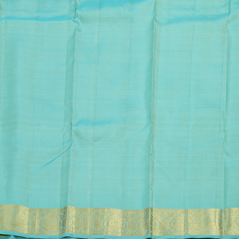 Hayagrivas Light Pastel Green Handloom Kanjivaram Silk Saree with Sea Blue Border BBD1396L4-1