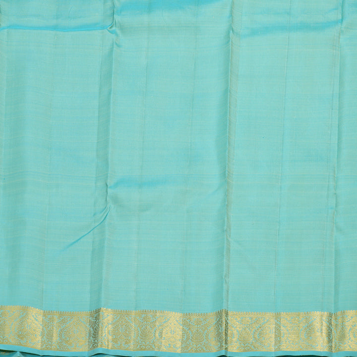 Hayagrivas Light Pastel Green Handloom Kanjivaram Silk Saree with Sea Blue Border BBD1396L4-1