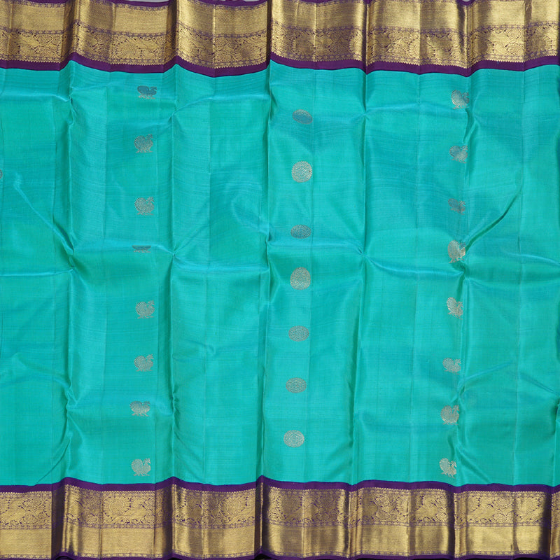 Hayagrivas Ramar Blue Handloom Kanjivaram Silk Saree with Dark Purple Border BBD1399L1-1
