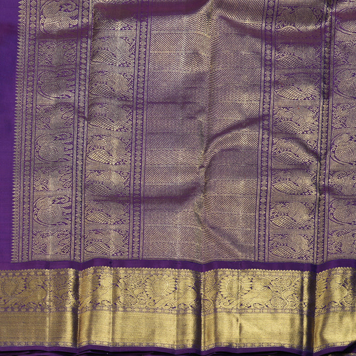 Hayagrivas Ramar Blue Handloom Kanjivaram Silk Saree with Dark Purple Border BBD1399L1-1