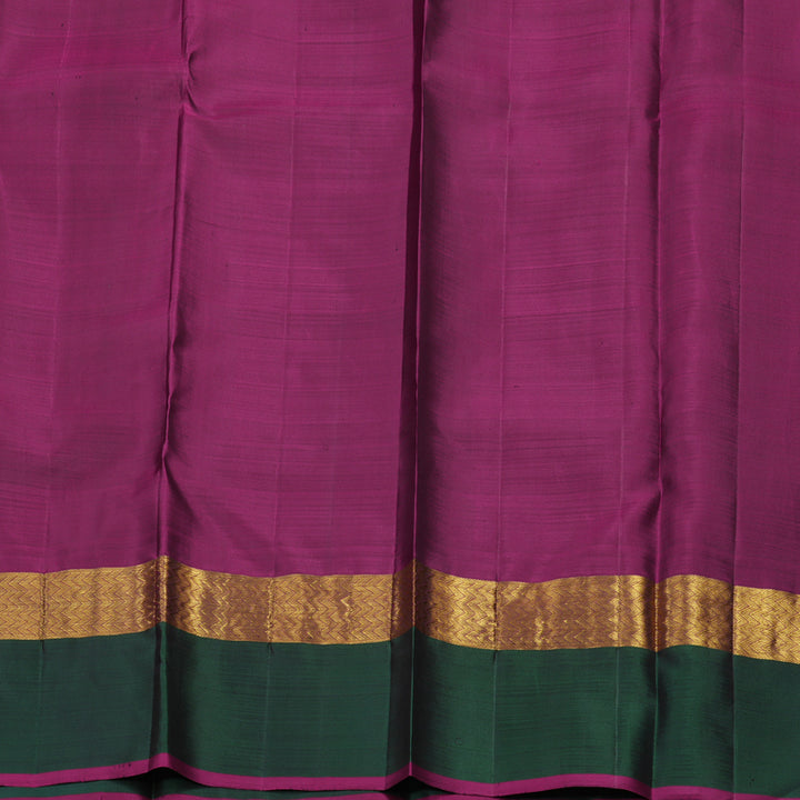 Hayagrivas Handloom Royal Beige Kanjivaram Silk Saree with Bottle Green Border BBD139D7-1