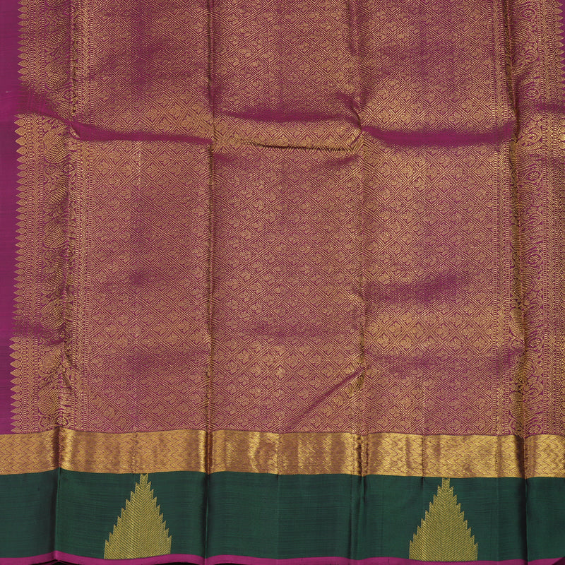 Hayagrivas Handloom Royal Beige Kanjivaram Silk Saree with Bottle Green Border BBD139D7-1