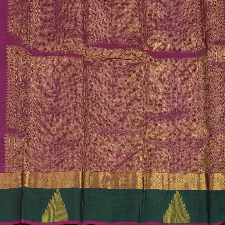 Hayagrivas Handloom Royal Beige Kanjivaram Silk Saree with Bottle Green Border BBD139D7-1