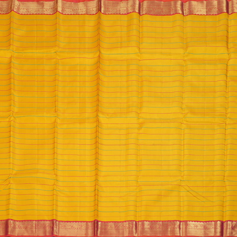 Hayagrivas Yellow Handloom Kanjivaram Silk Saree with Orangish Pink Border BBD1400L3-1