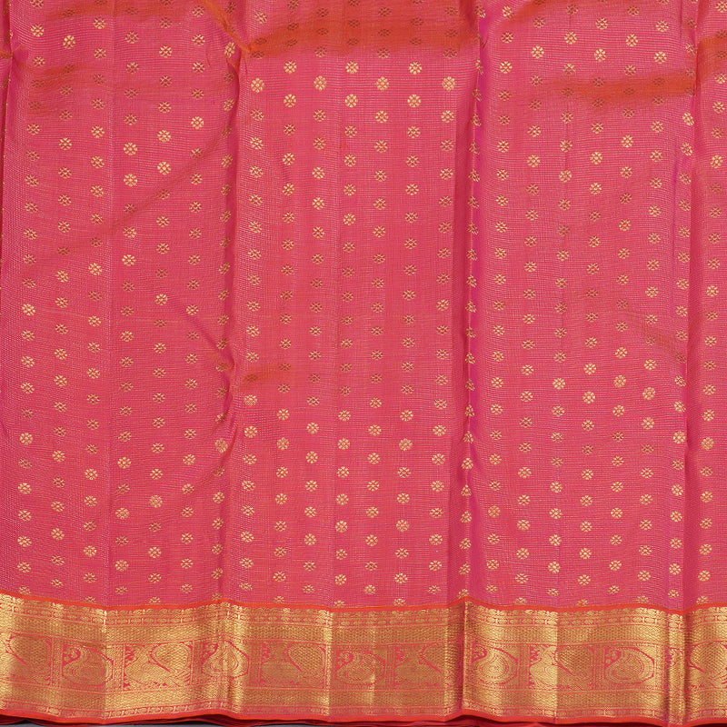 Hayagrivas Beige Handloom Kanjivaram Silk Saree with Orangish Pink Border BBD1400L4-1