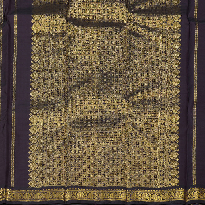 Hayagrivas Multi Color Checks Handloom Kanjivaram Silk Saree with Dark Plum Purple Border BBD1401L2-1