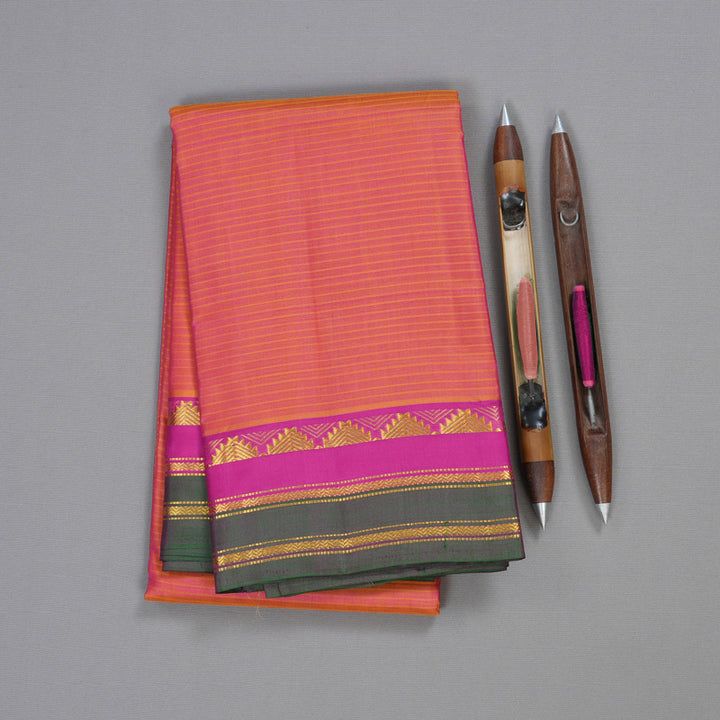 Hayagrivas Dual Tone (Yellow With Pink) Handloom Kanjivaram Silk Saree with Pink Border BBD1404L1-21