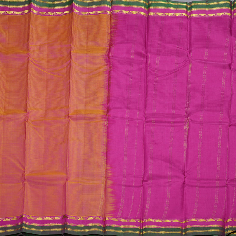 Hayagrivas Dual Tone (Yellow With Pink) Handloom Kanjivaram Silk Saree with Pink Border BBD1404L1-21