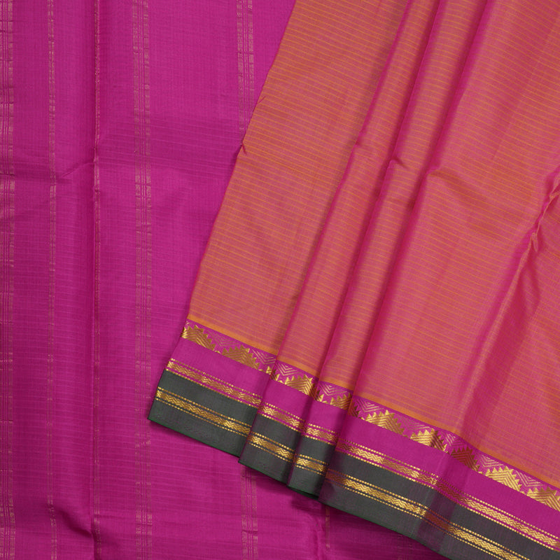 Hayagrivas Dual Tone (Yellow With Pink) Handloom Kanjivaram Silk Saree with Pink Border BBD1404L1-21