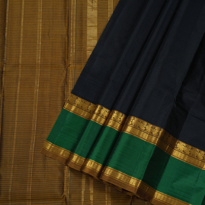 Hayagrivas Black Handloom Kanjivaram Silk Saree with Bottle Green Border BBD1404L2-30