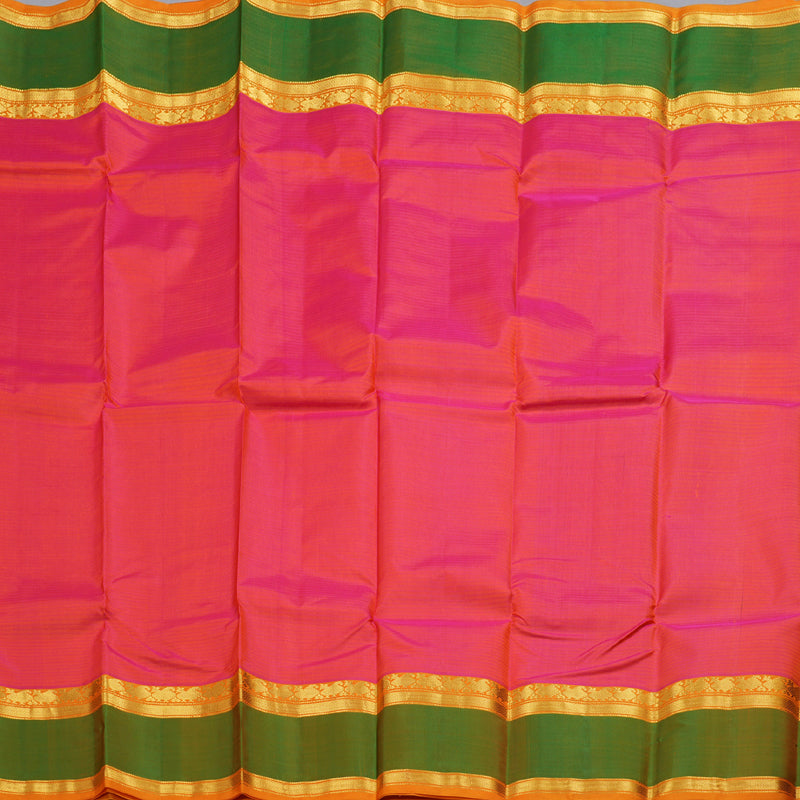 Hayagrivas Orangish Pink Handloom Kanjivaram Silk Saree with Green Border BBD1404L2-44