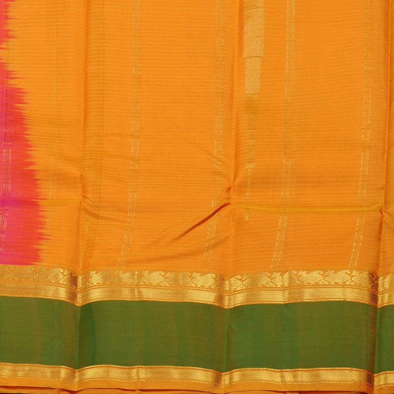 Hayagrivas Orangish Pink Handloom Kanjivaram Silk Saree with Green Border BBD1404L2-44