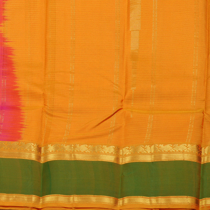 Hayagrivas Orangish Pink Handloom Kanjivaram Silk Saree with Green Border BBD1404L2-44