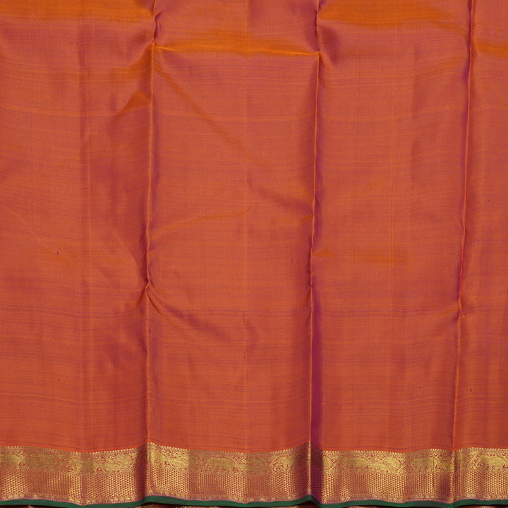 Hayagrivas Dark Purple Handloom Kanjivaram Silk Saree with Orangish Pink Border BBD1406L1-1