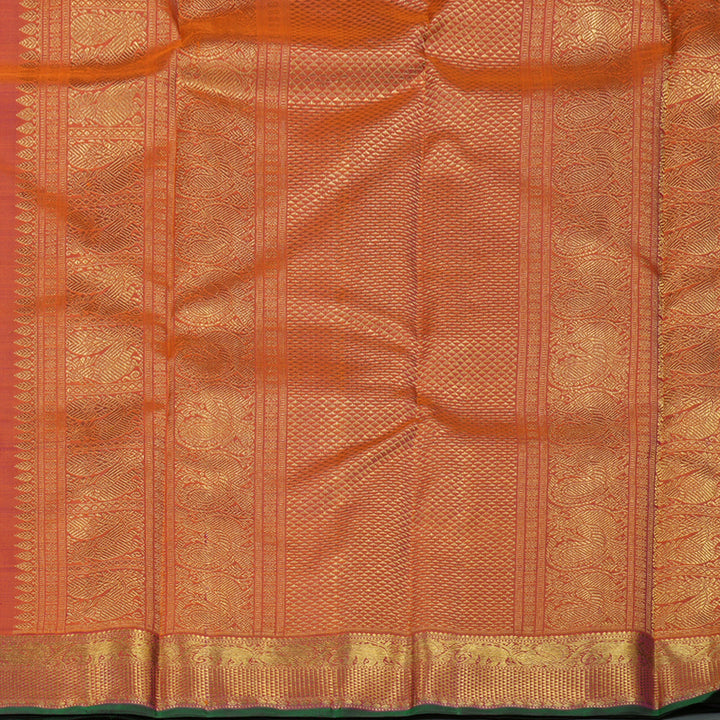 Hayagrivas Dark Purple Handloom Kanjivaram Silk Saree with Orangish Pink Border BBD1406L1-1