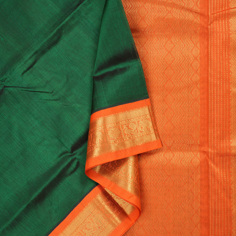 Hayagrivas Handloom Silk Cotton Saree in an Exquisite Bottle Green Color BBD1409L1-33