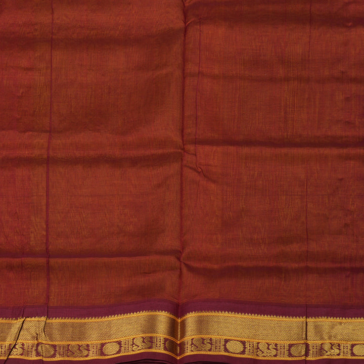 Hayagrivas Pure Silk Cotton saree in Lemon Yellow with Brick Red BBD1409L2-5