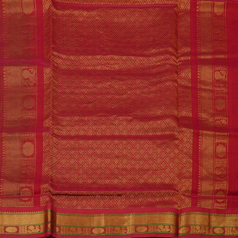 Hayagrivas Handloom Korvai Silk Cotton Saree in striking vibrant parrot green BBD1409L2-51