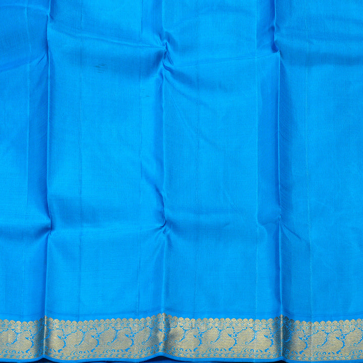 Hayagrivas Mango Yellow Handloom Kanjivaram Silk Saree with Sky Blue Border BBD1415L2-1