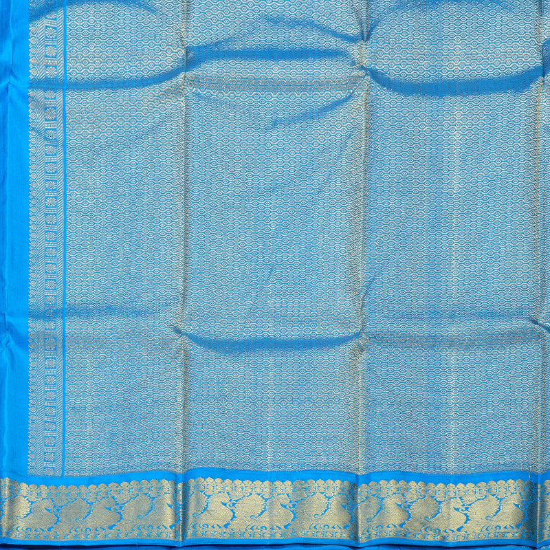 Hayagrivas Mango Yellow Handloom Kanjivaram Silk Saree with Sky Blue Border BBD1415L2-1