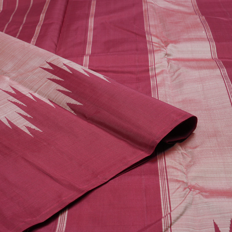Hayagrivas Onion Pink Handloom Kanjivaram Silk Saree with Maroon Border BBD1416L4-2