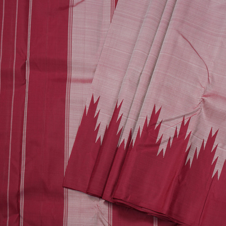 Hayagrivas Onion Pink Handloom Kanjivaram Silk Saree with Maroon Border BBD1416L4-2