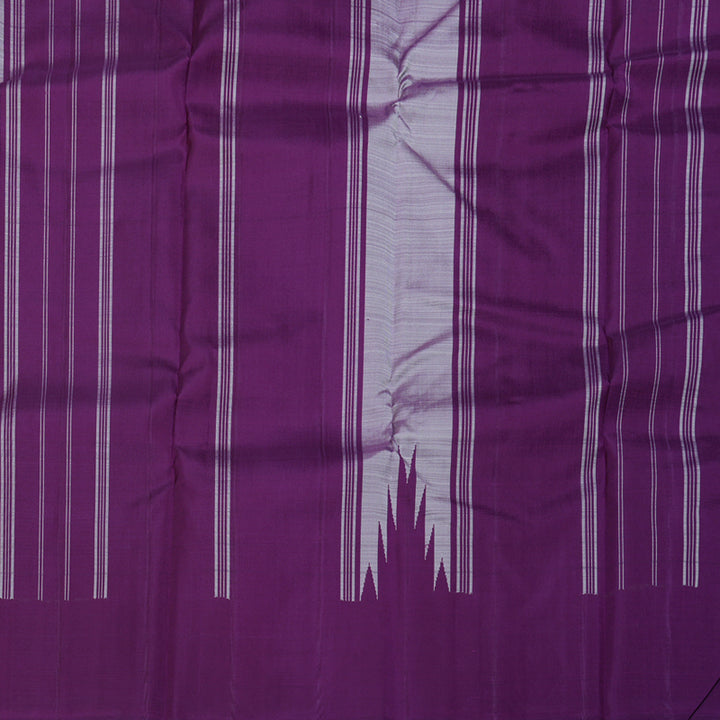 Hayagrivas Dark Grey Handloom Kanjivaram Silk Saree with Purple Border BBD1416L4-3