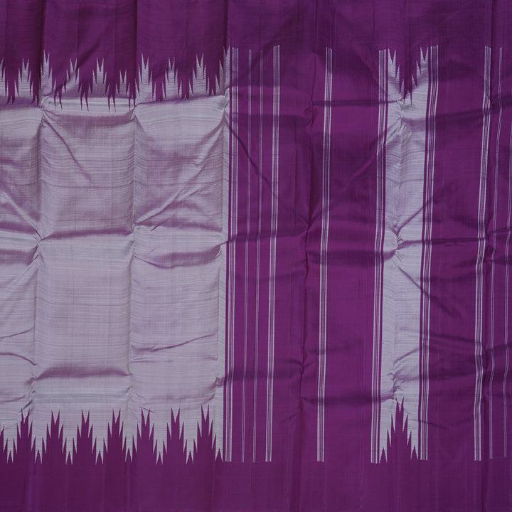 Hayagrivas Dark Grey Handloom Kanjivaram Silk Saree with Purple Border BBD1416L4-3