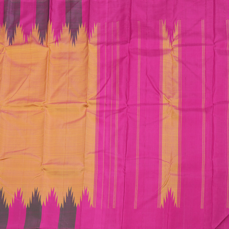 Hayagrivas Dual Tone (Yellow With Pink) Handloom Kanjivaram Silk Saree with Multi Color  Border BBD1416L5-3
