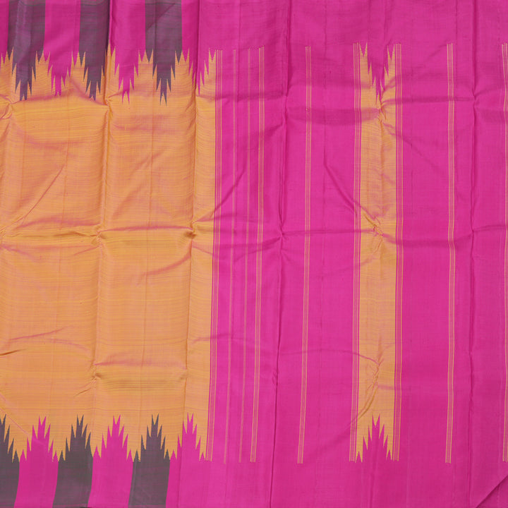Hayagrivas Dual Tone (Yellow With Pink) Handloom Kanjivaram Silk Saree with Multi Color  Border BBD1416L5-3