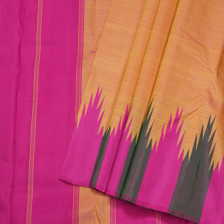 Hayagrivas Dual Tone (Yellow With Pink) Handloom Kanjivaram Silk Saree with Multi Color  Border BBD1416L5-3