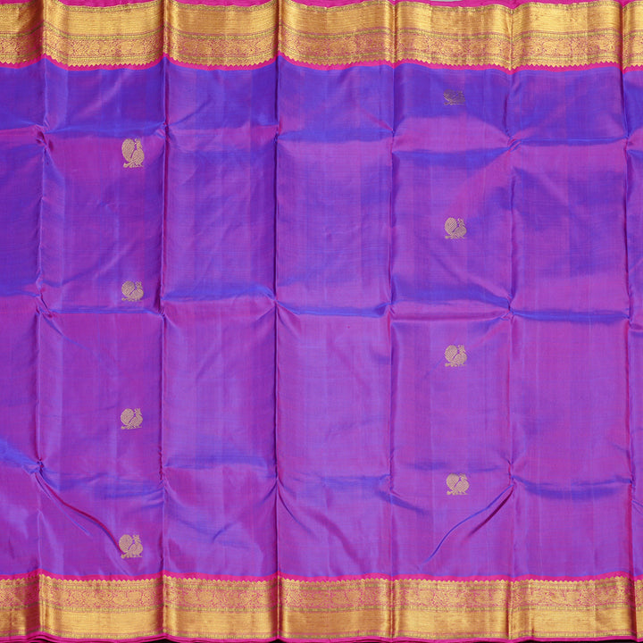 Hayagrivas Purple Handloom Kanjivaram Silk Saree with Pink Border BBD1416L7-1