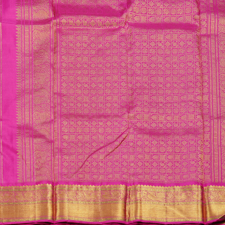 Hayagrivas Purple Handloom Kanjivaram Silk Saree with Pink Border BBD1416L7-1