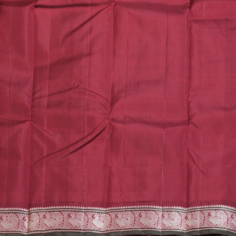 Hayagrivas Half White Handloom Kanjivaram Silk Saree with Maroon Border BBD1416L8-1