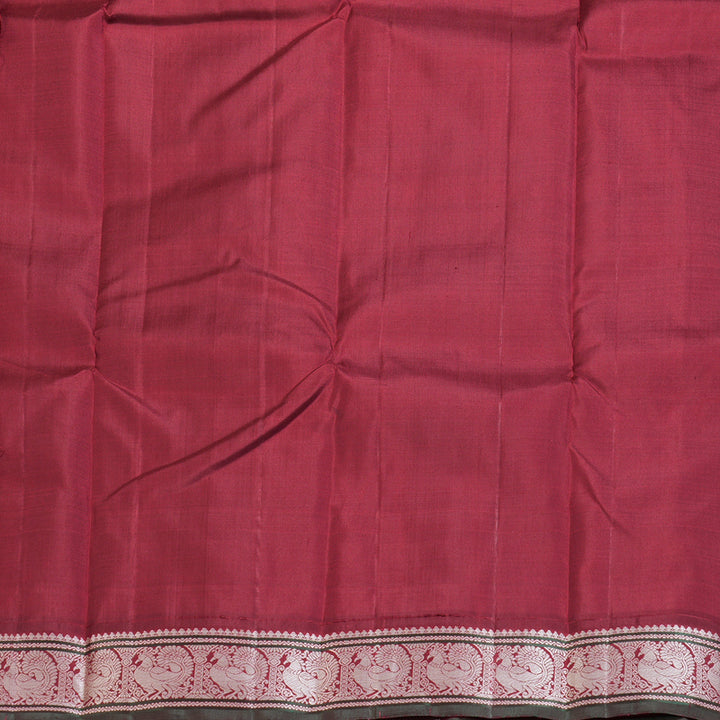 Hayagrivas Half White Handloom Kanjivaram Silk Saree with Maroon Border BBD1416L8-1
