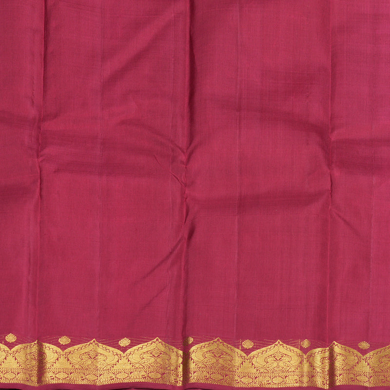 Hayagrivas Half White Handloom Kanjivaram Silk Saree with Maroon with Green Border BBD1416L9-1