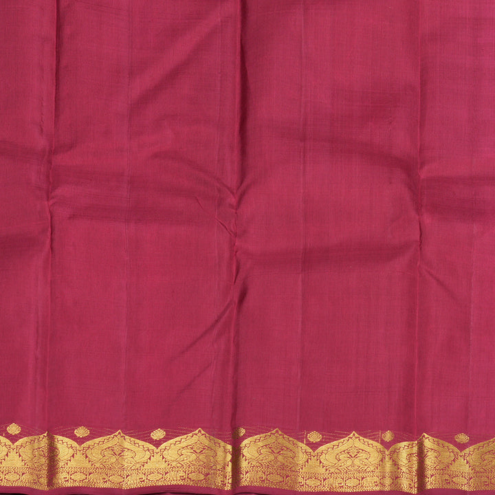 Hayagrivas Half White Handloom Kanjivaram Silk Saree with Maroon with Green Border BBD1416L9-1