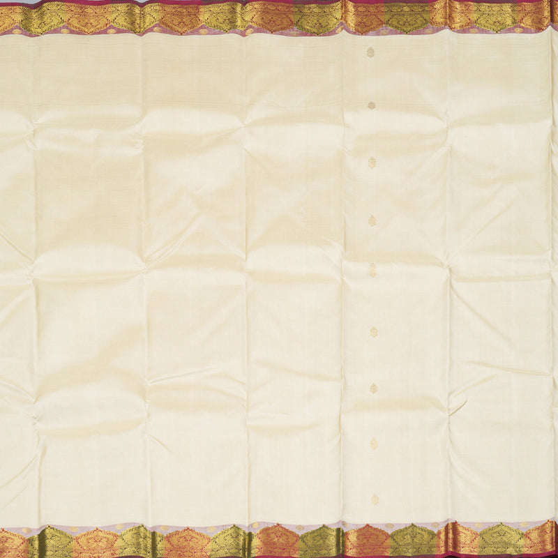 Hayagrivas Half White Handloom Kanjivaram Silk Saree with Maroon with Green Border BBD1416L9-1