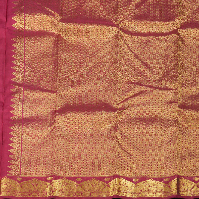 Hayagrivas Half White Handloom Kanjivaram Silk Saree with Maroon with Green Border BBD1416L9-1