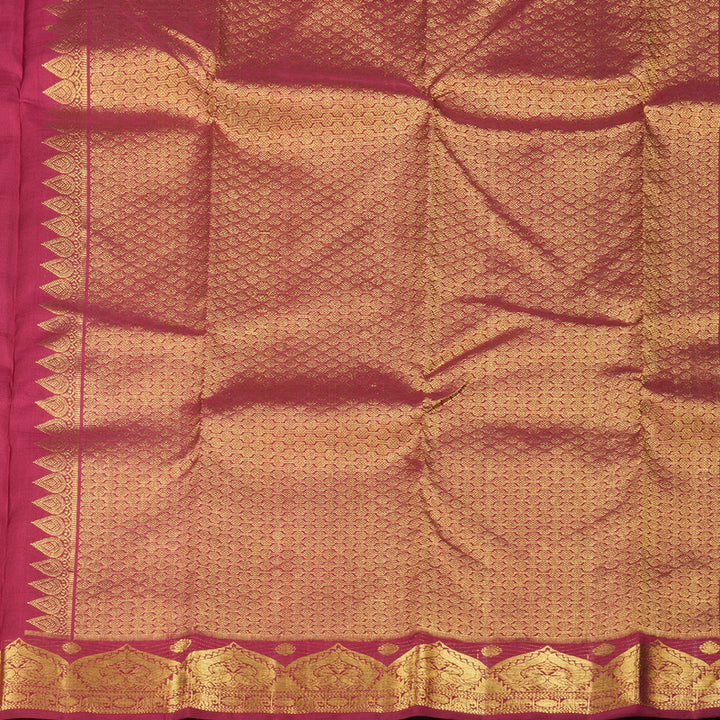 Hayagrivas Half White Handloom Kanjivaram Silk Saree with Maroon with Green Border BBD1416L9-1