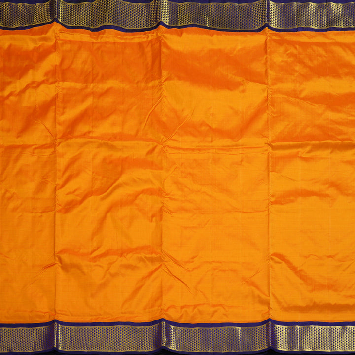 Hayagrivas Vintage Mango Yellow Handloom Kanjivaram Ten Yards Madisar Silk Saree with Blue Border BBD1418L8-1