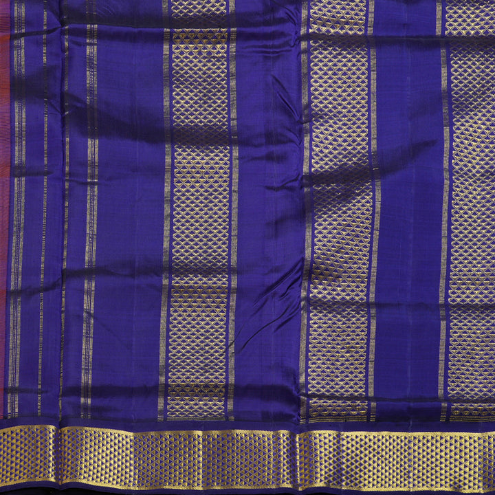 Hayagrivas Vintage Mango Yellow Handloom Kanjivaram Ten Yards Madisar Silk Saree with Blue Border BBD1418L8-1