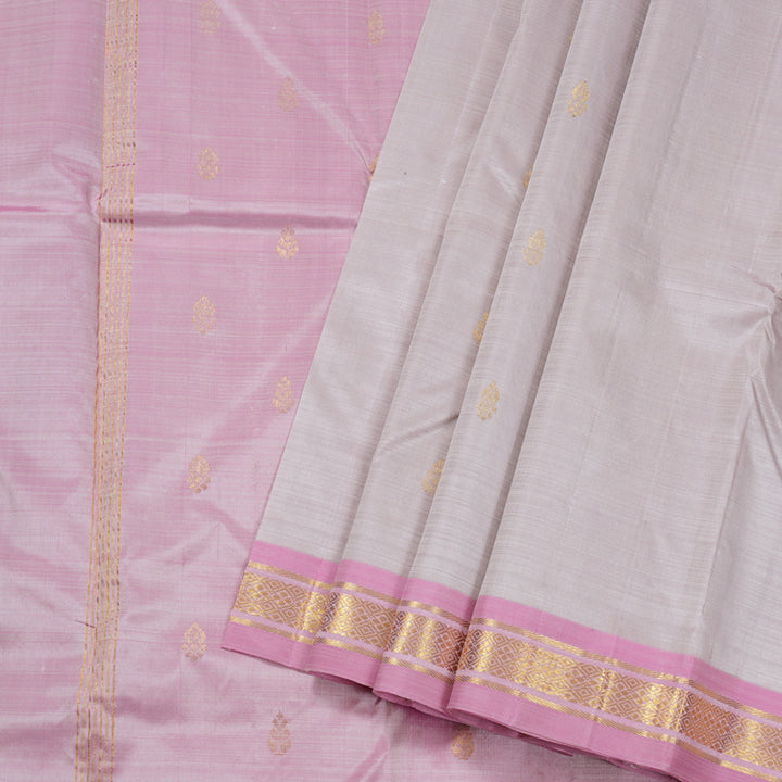 Hayagrivas Light Lilac Color Handloom Kanjivaram Silk Saree with Baby Pink Border BBD1420L1-17