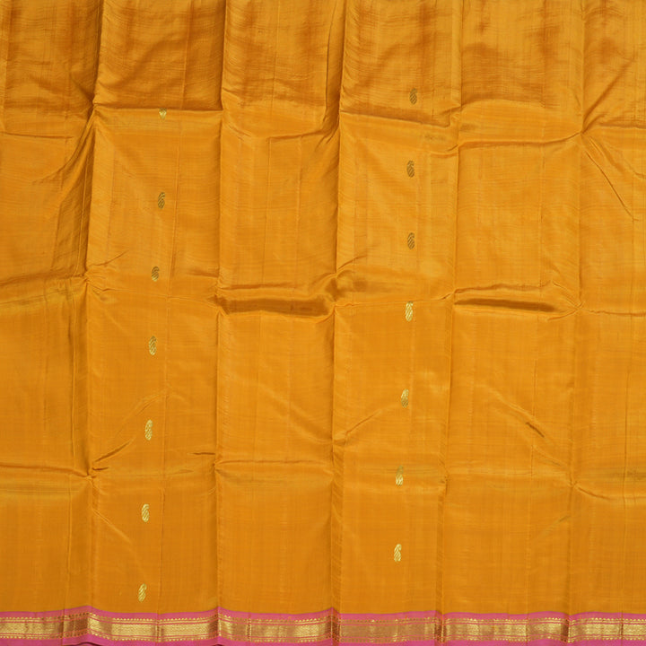 Hayagrivas Mustard Handloom Kanjivaram Silk Saree with Rose Pink Border BBD1420L1-5