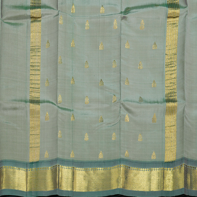 Hayagrivas Peach Orange Handloom Kanjivaram Silk Saree with Dark Green Border BBD1420L5-1