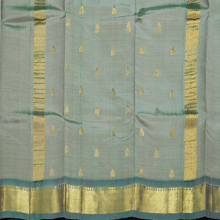 Hayagrivas Peach Orange Handloom Kanjivaram Silk Saree with Dark Green Border BBD1420L5-1