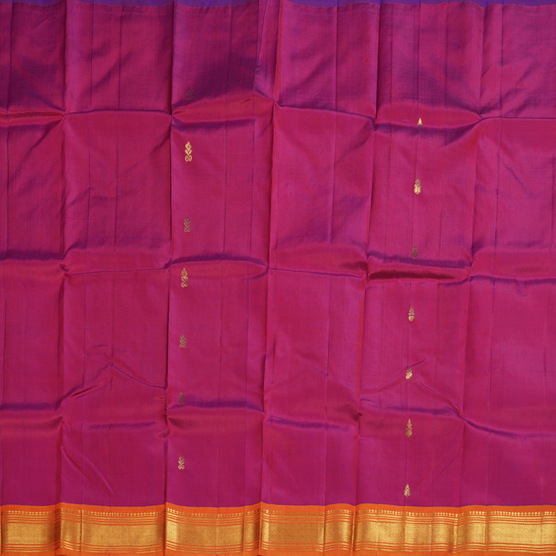 Hayagrivas Wine Purple Handloom Kanjivaram Silk Saree with Honey Mustard Border BBD1420L5-13