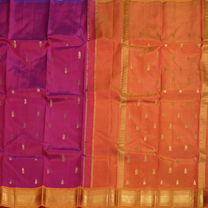 Hayagrivas Wine Purple Handloom Kanjivaram Silk Saree with Honey Mustard Border BBD1420L5-13